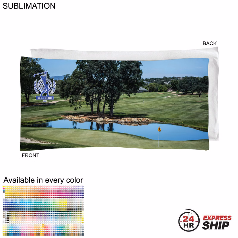 24 Hr Express Ship - Golf Caddie Towel, Large, in Microfiber Dri-Lite Terry, 20"x40", Sublimated