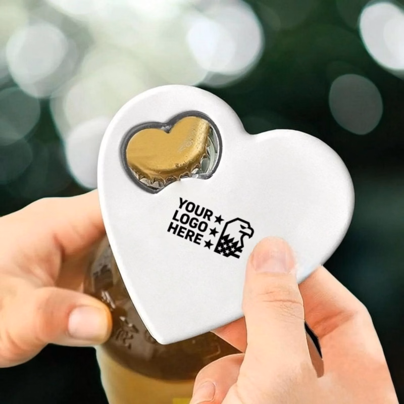 Heart Shaped Personalized Bottle Opener Magnet