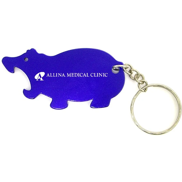 Jumbo size hippo shape bottle opener with key chain. 1