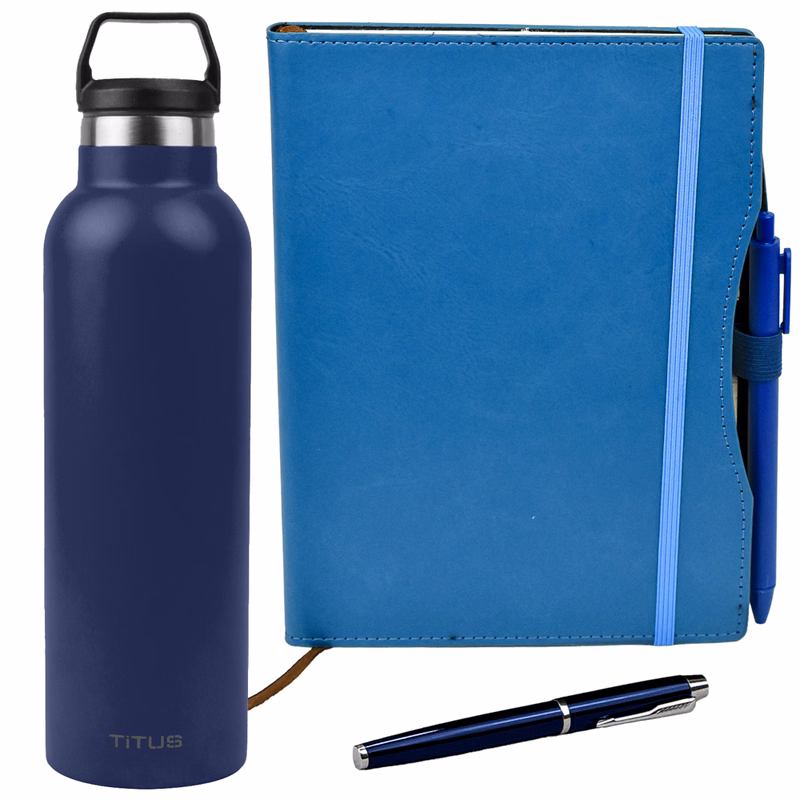 TiTUS® 25 oz Water Bottle, Executive Companion Notebook & Pen Gift Set