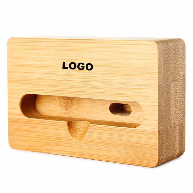 3.93" Wooden Cell Phone Stand With Sound Amplifier