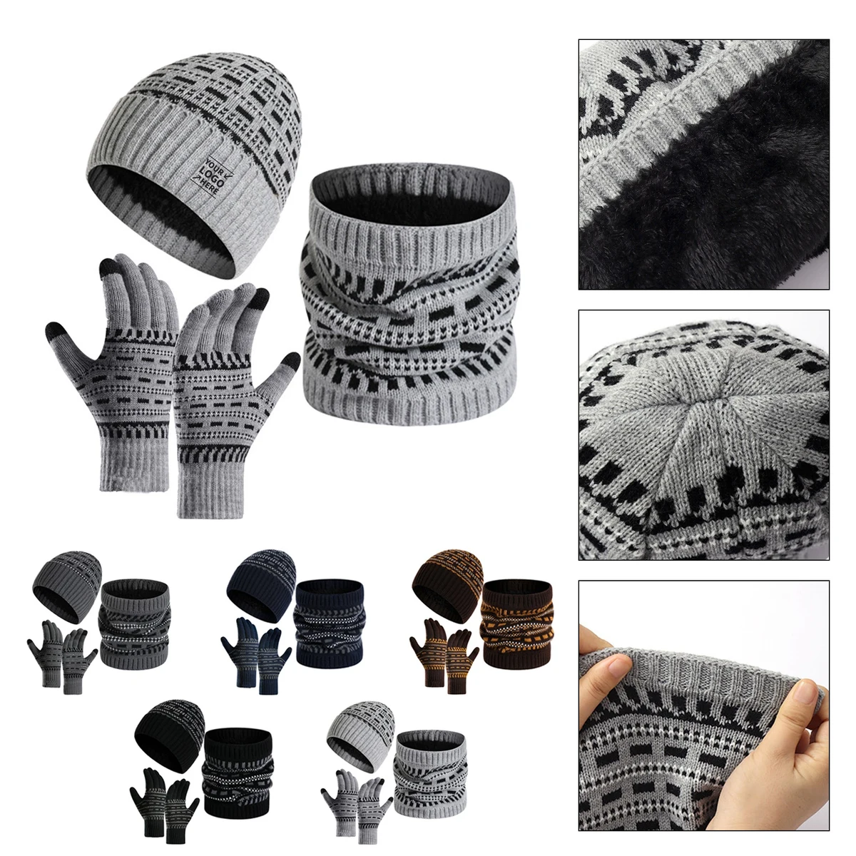 Men's Knit Beanie Neck Gaiter Set 1