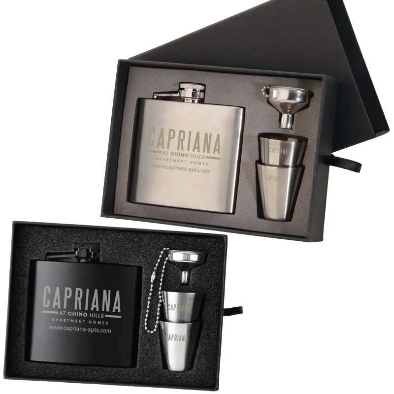 The Kenzie Flask, Shot Glass and Funnel Gift Set 1
