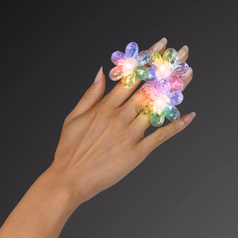 Acrylic flower ring flashing LED jewelry