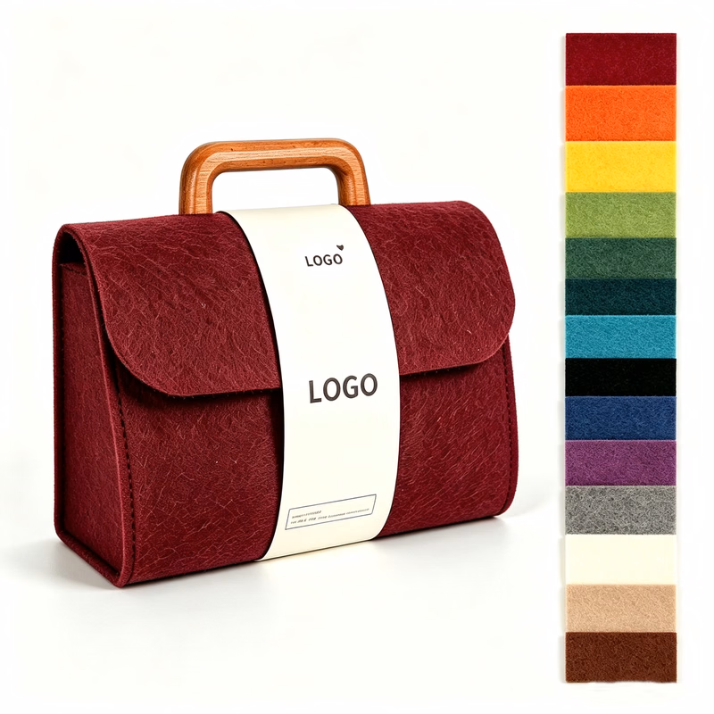 Wooden Handle Felt Gift Bag