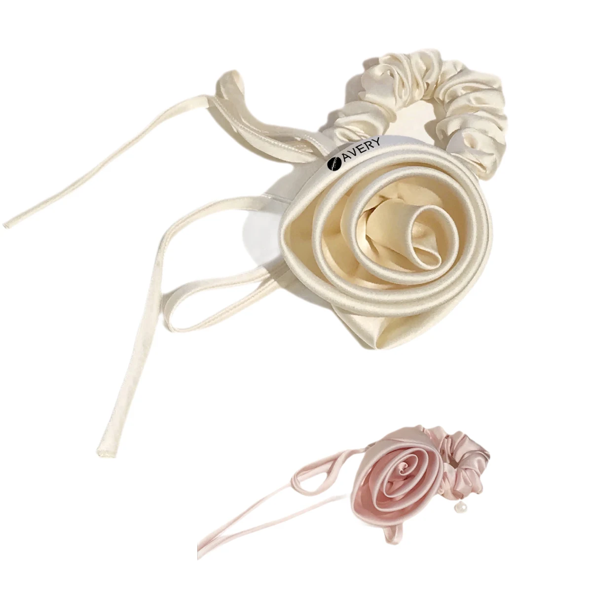 Rose Satin Hair Scrunchie 1