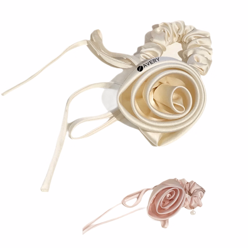 Rose Satin Hair Scrunchie