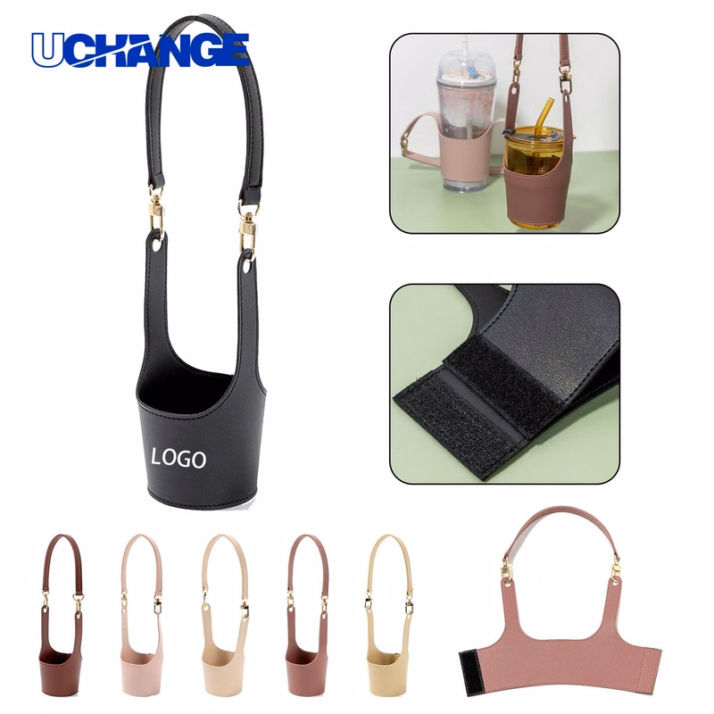 Leather Tumbler Sleeve Holder with Handle