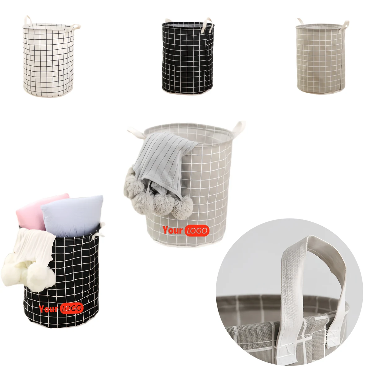 Foldable Waterproof Canvas Clothing Storage Basket 1