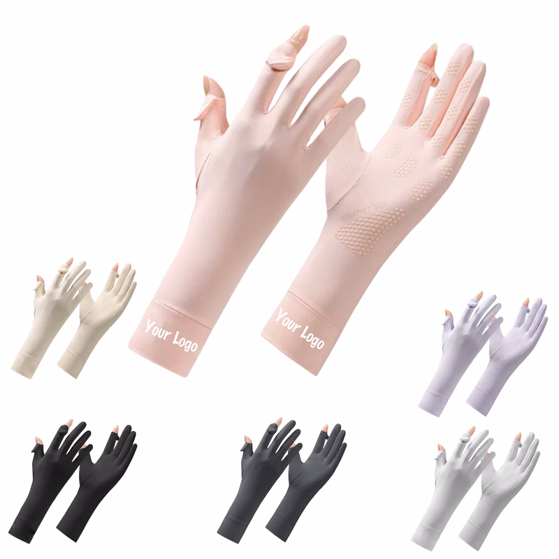 UPF 50+ Fingerless Touchscreen Ice Silk Gloves