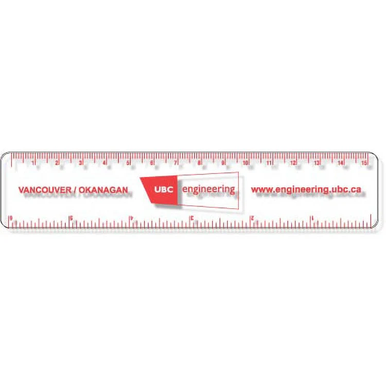 .020 Clear Plastic Rulers 1.25"x6.25" Rectangle / Round Corner, Spot Colour 1