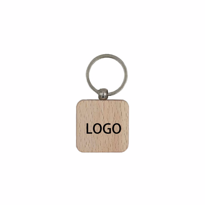 Square wooden key chain