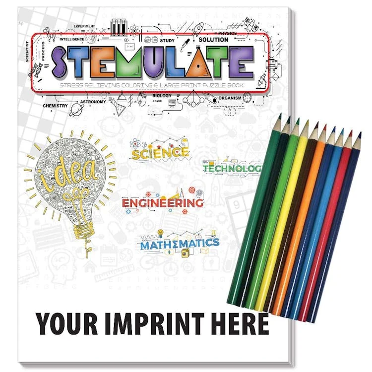 STEMulate Adult Coloring & Puzzle Books with Colored Pencils 1