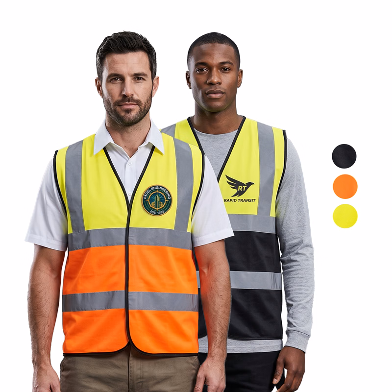 3.8oz. Knitted Class 2 Color Block Reflective Tape Safety Loop & Hook Vest