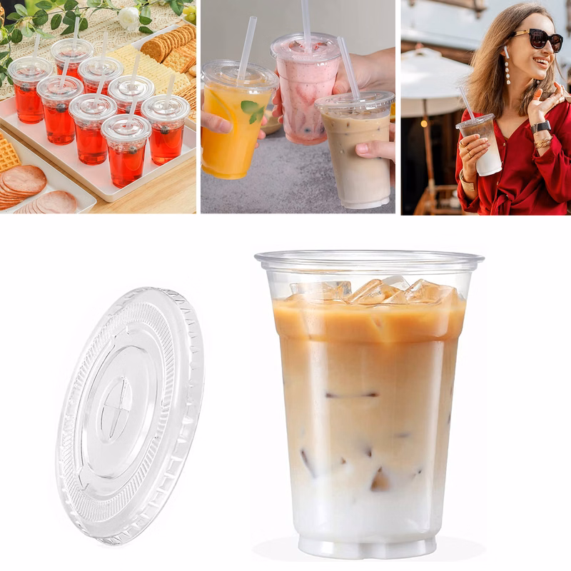 Plastic Cup with Lid and Straw