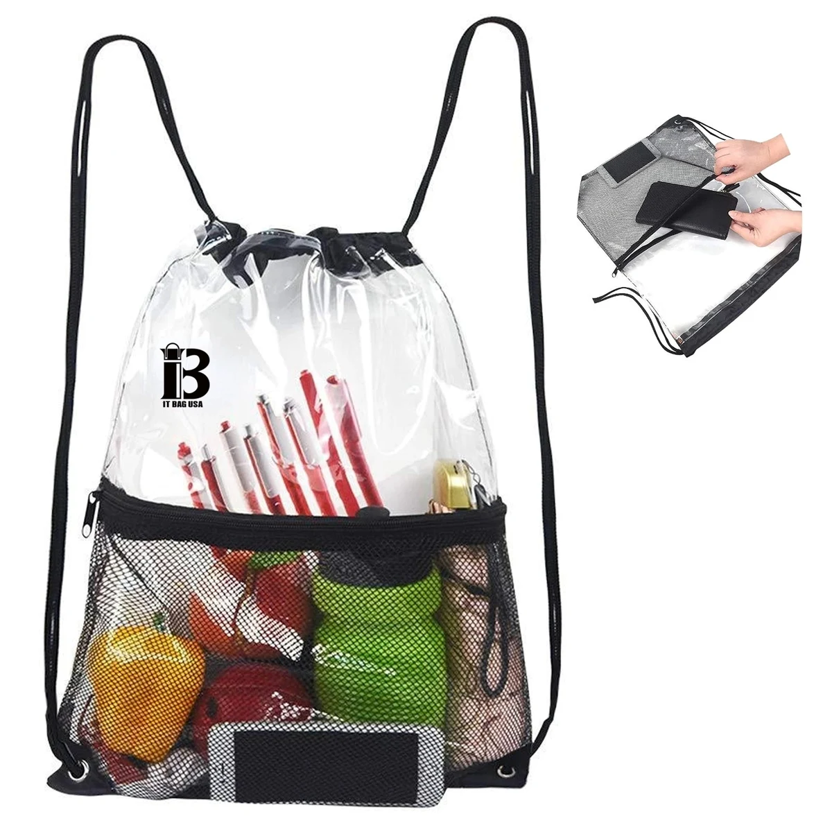 Transparent Drawstring Beach Bag 1