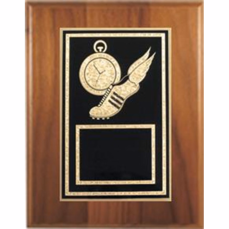 6" x 8" Cherry Finish Plaque with a Track Plate