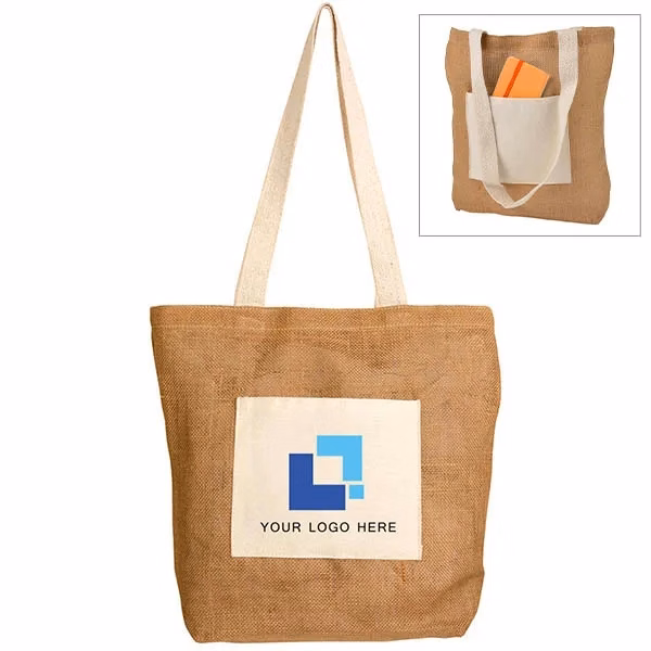 Jute bag with a cotton pocket