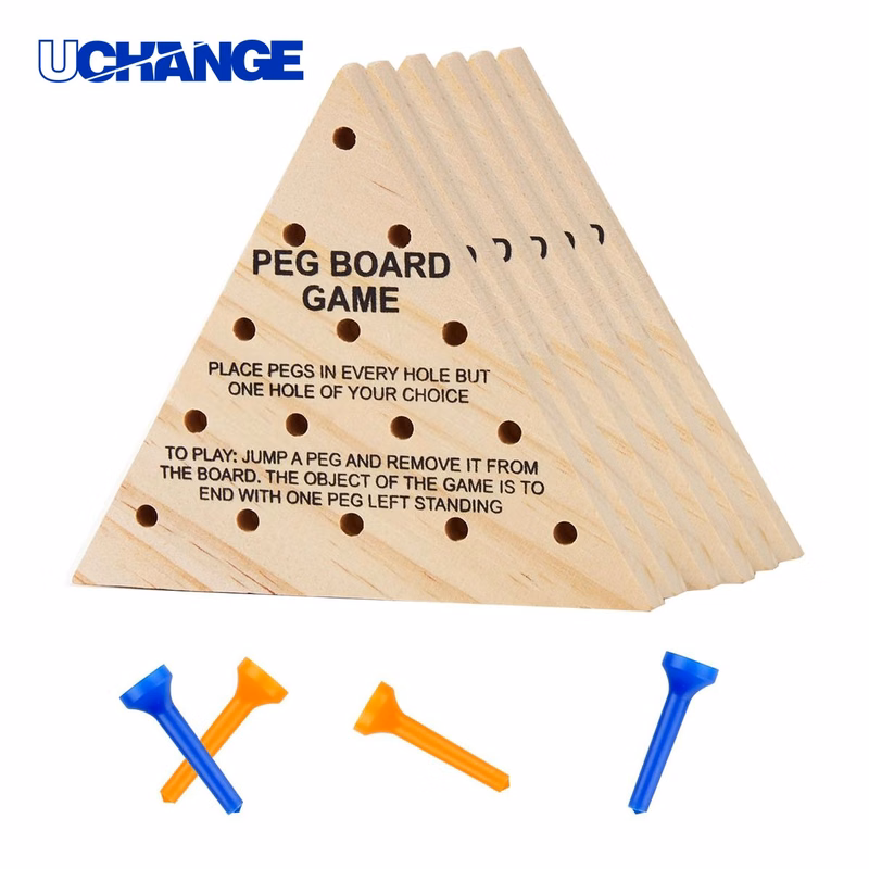 Wooden Triangle Peg Game Board for Travel