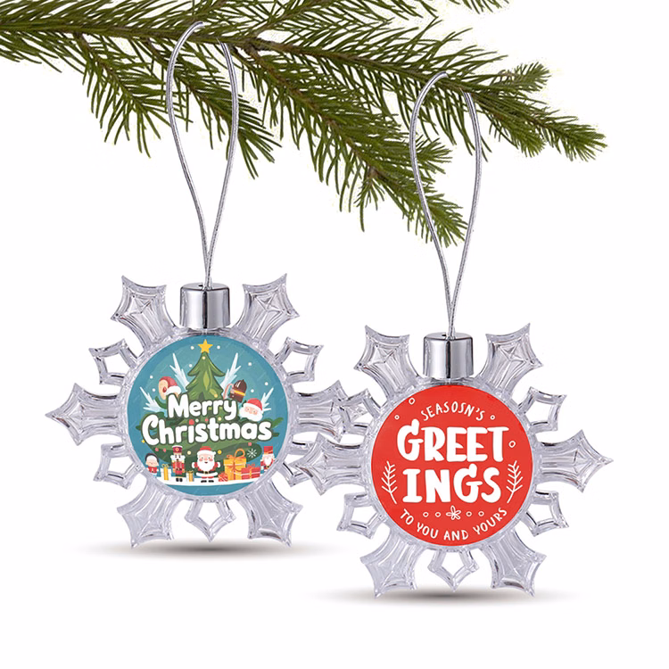 Free Shipping 3" Clear Snowflake Full Color Aluminum Sheet Ornament
