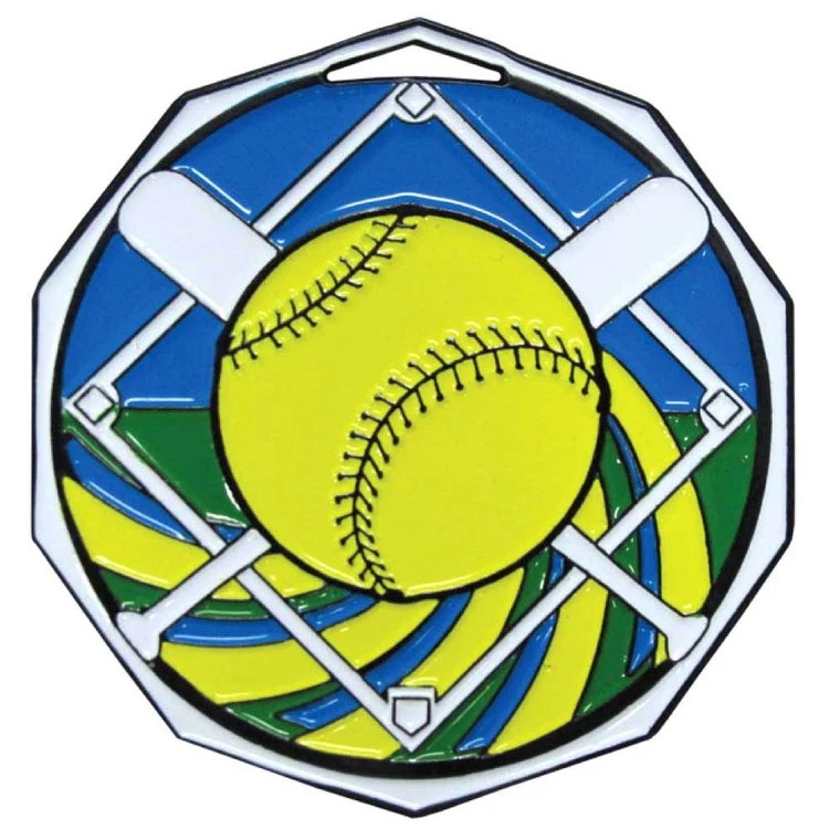Softball Decagon Colored Medallion (2") 1