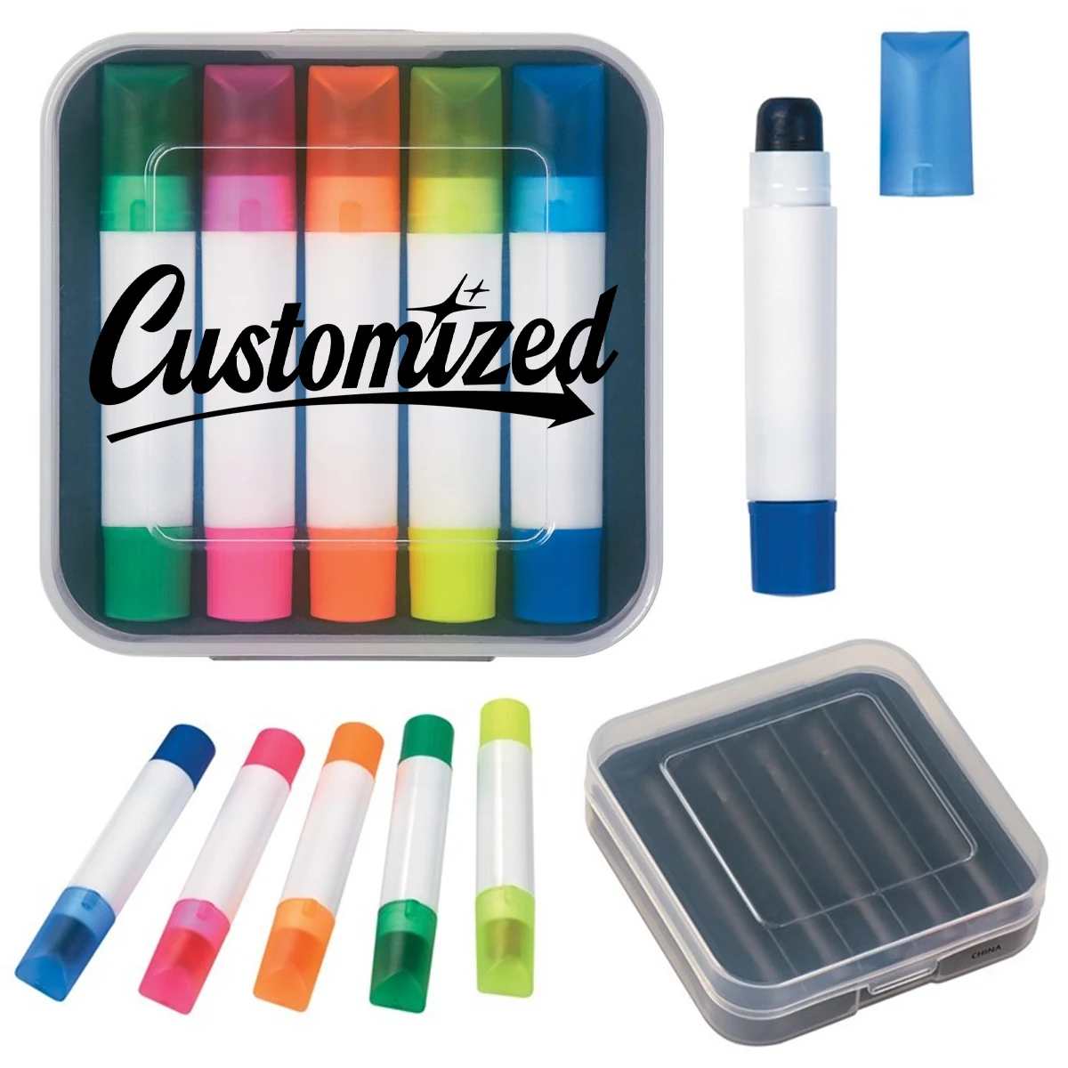 5 Piece Highlighter Marker Set in Clear Case 1