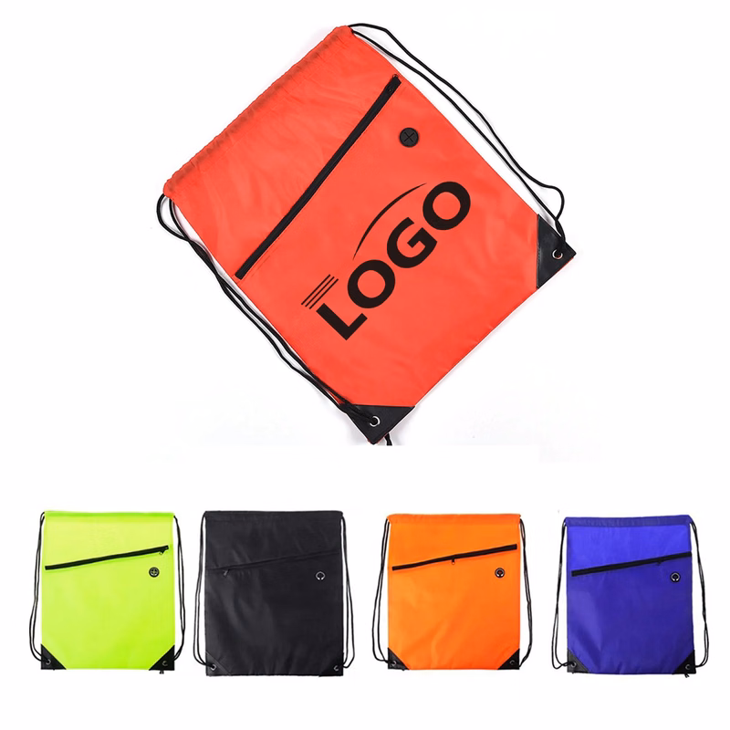 Polyester Drawstring Backpack with Zipper