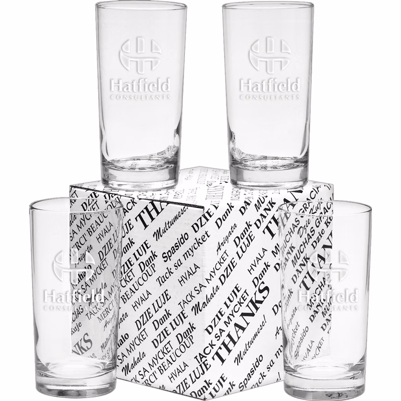 12 oz. Deluxe Beverage Thank You Set - Deep Etched