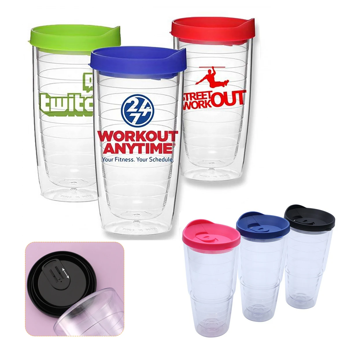 Double Layer Threaded Inner Plastic Water Cup 1