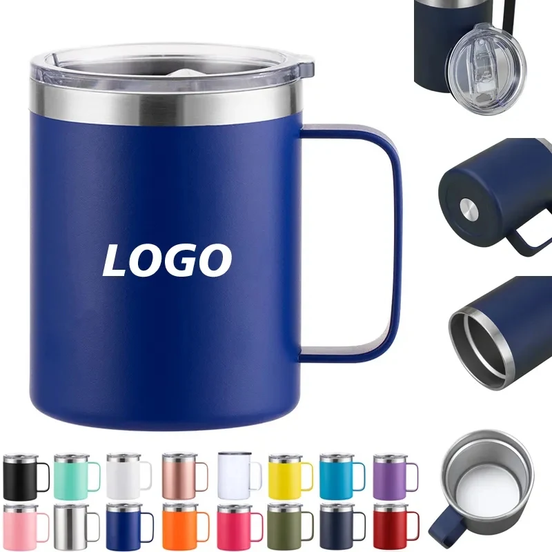 12 oz Stainless Steel Coffee Travel Mug with Lid and Handle 1