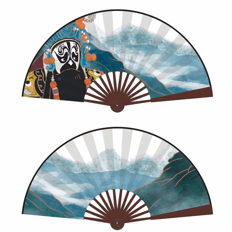 8 Inch Foldable Hand Fan Fabric Cloth Double Face Printed