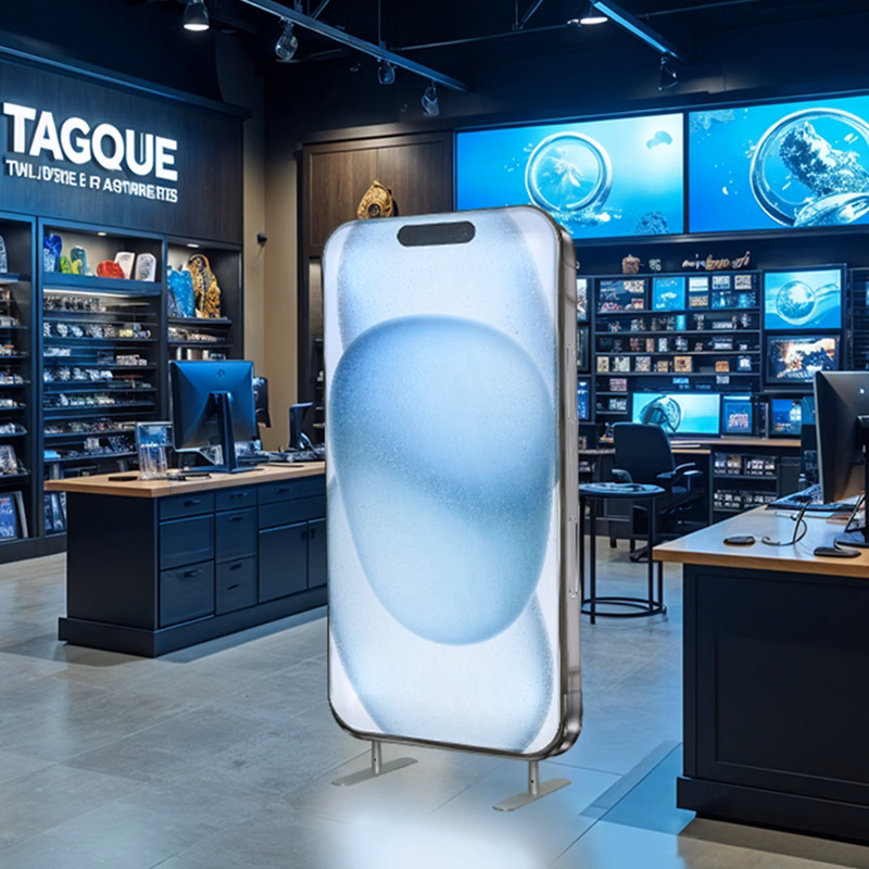 Phone Shaped Exhibit Stand ( Double Sided) - Graphic & Hardware Combo