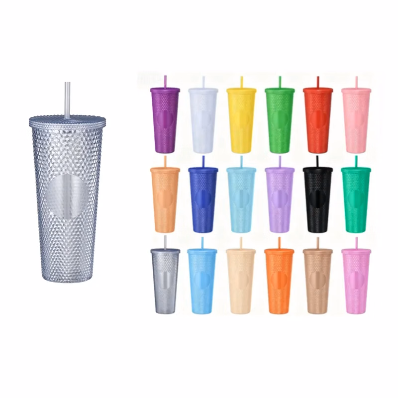 Large-Capacity Plastic Cup with Straw