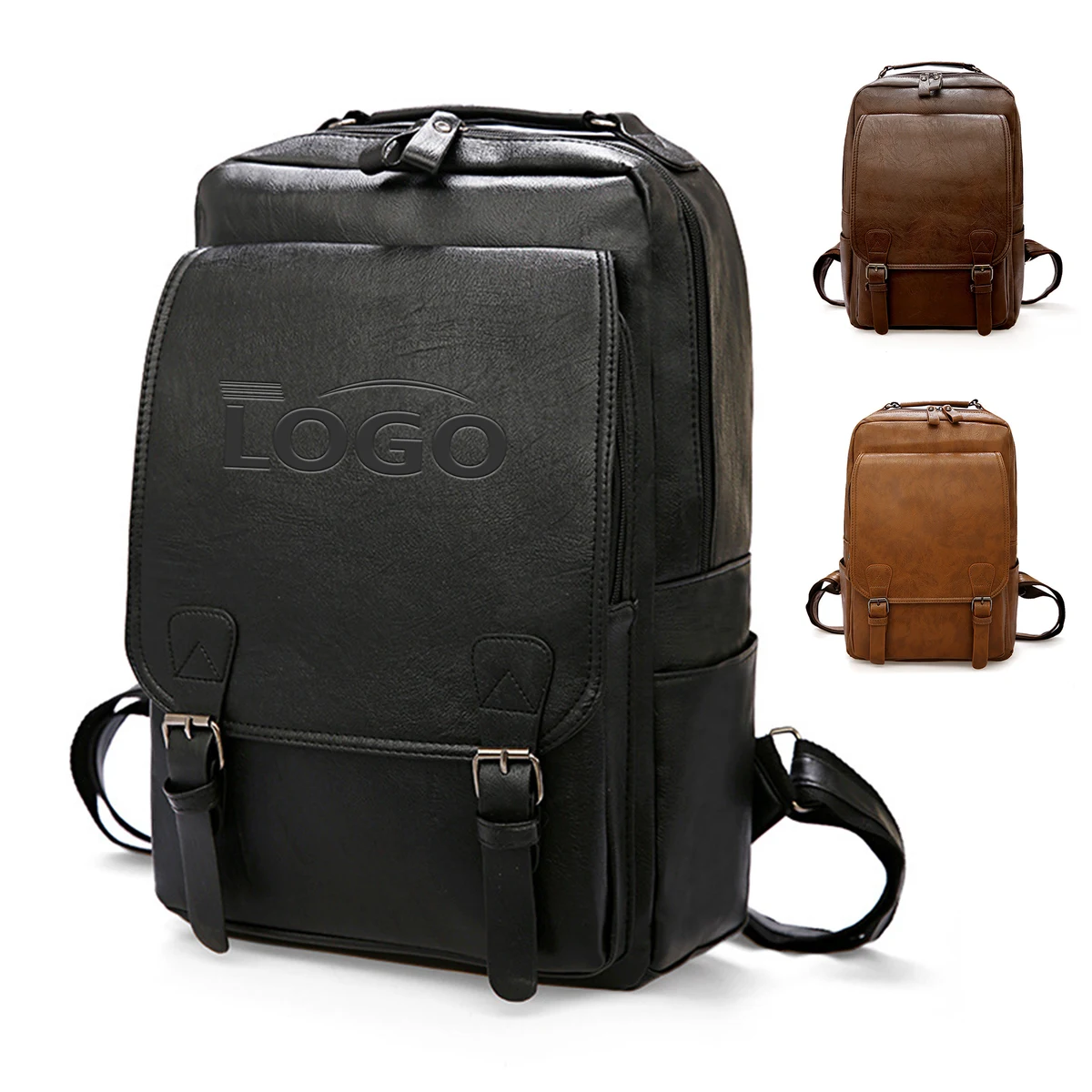 Sleek PU Leather Laptop Backpack for Business & Travel 1