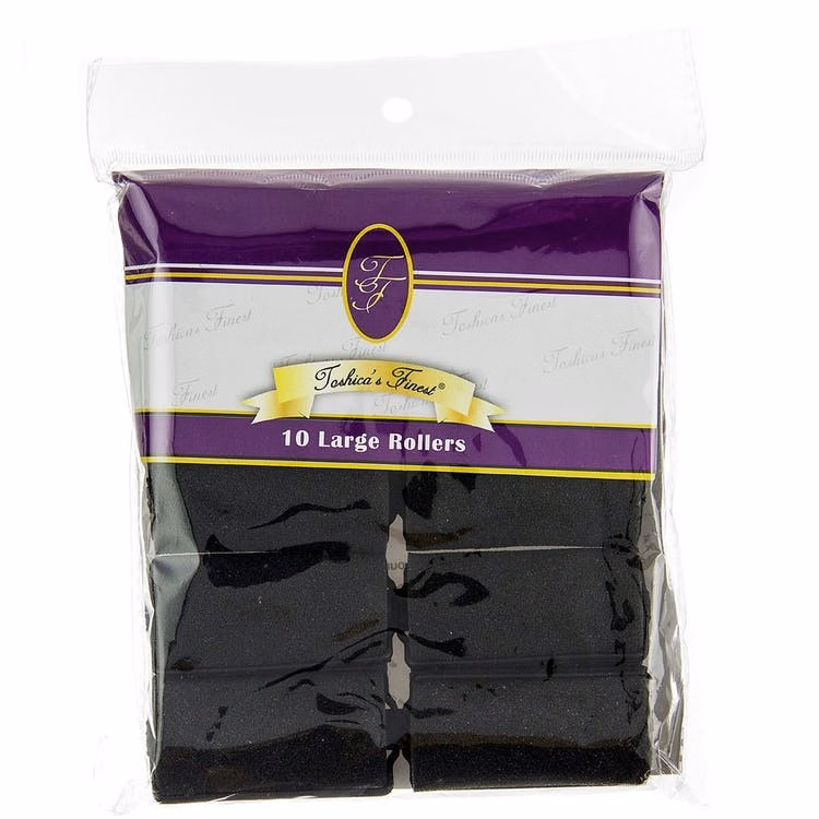 Large Hair Rollers - Black 10 Pack
