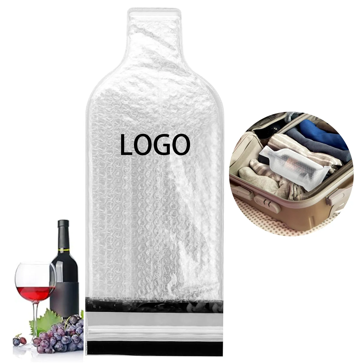 MOQ 50 Leakproof Travel Wine Gift Bag with Bubble Protection 1