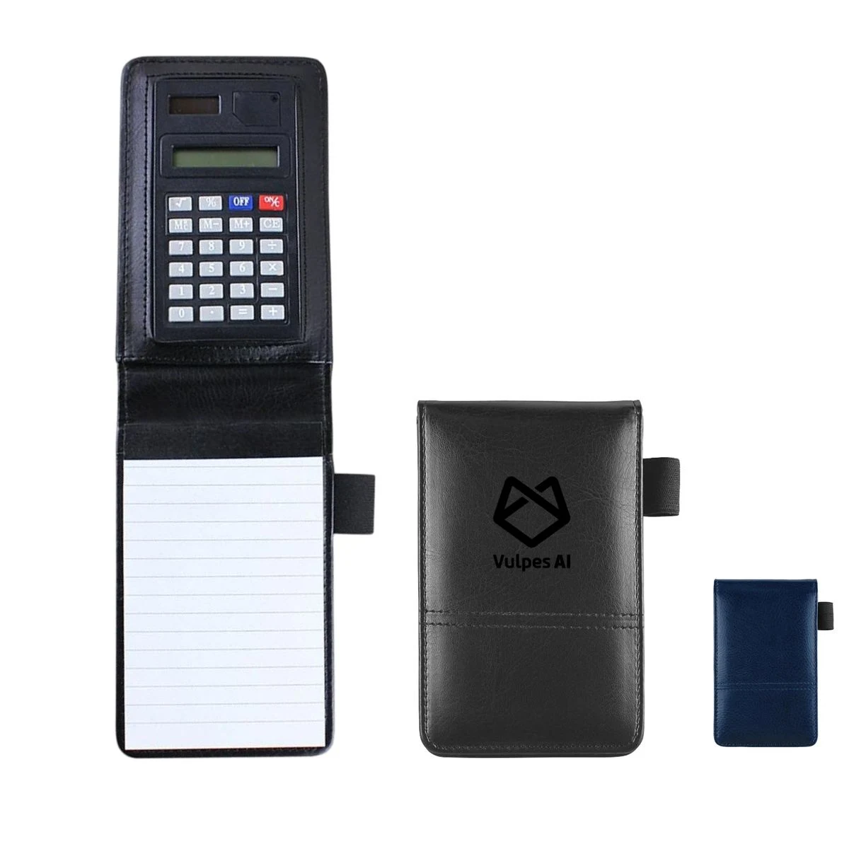 Leather Pocket Memo Pad with Calculator - Ocean 1