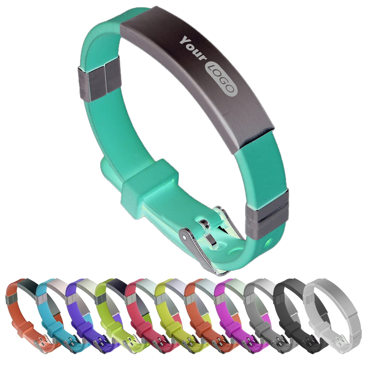 Silicone Stylish And Metal Id Bracelet 1