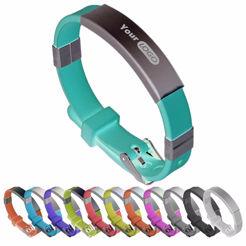 Silicone Stylish And Metal Id Bracelet