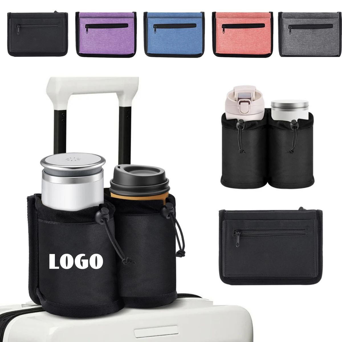 Hands Free Oxford Canvas Drink Caddy with Adjustable Cord 1