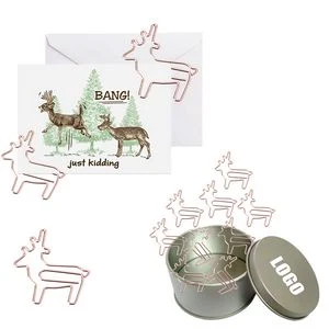 Animal Deer Shaped Paper Clips In Tin Box 1