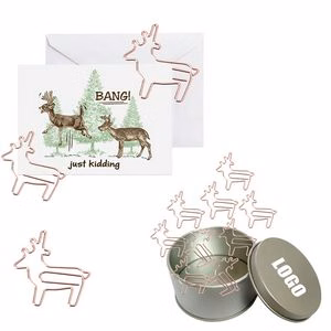 Animal Deer Shaped Paper Clips In Tin Box
