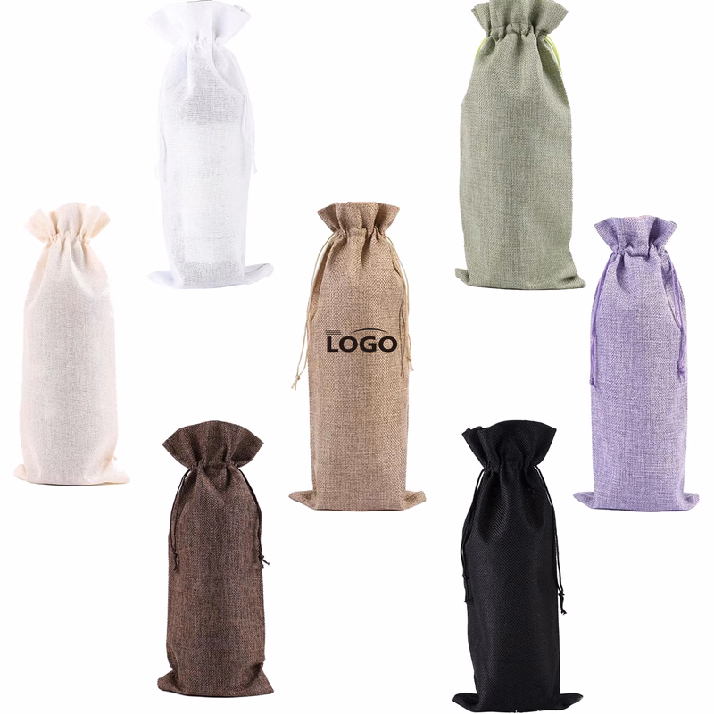 Wine Burlap Drawstring Bag Gift Tote Storage Sackcloth