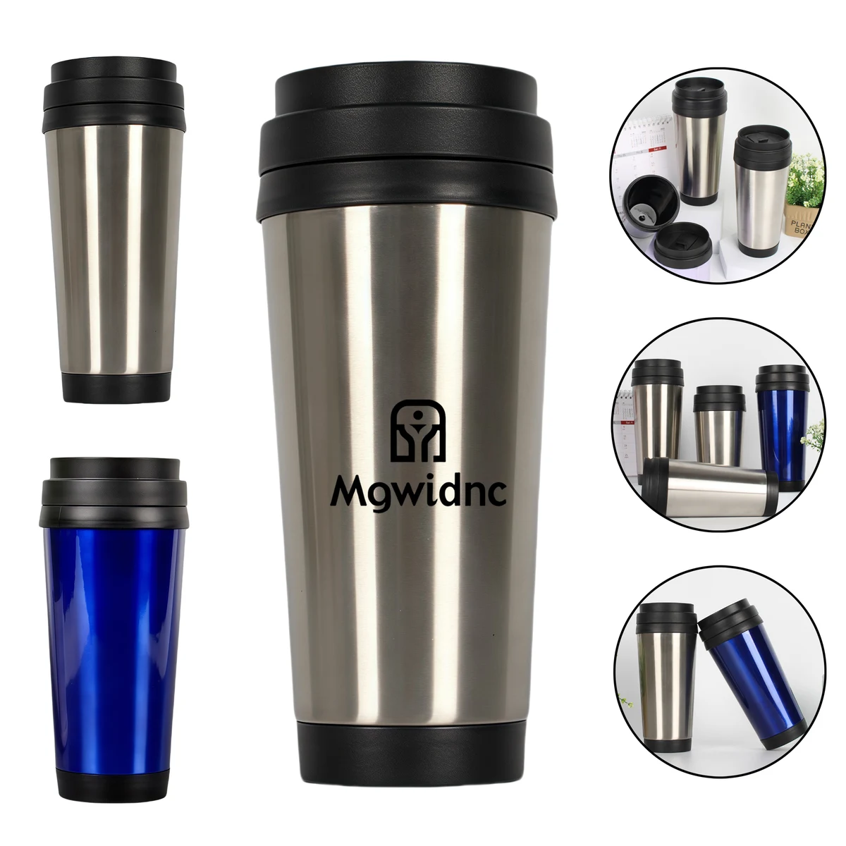 Stainless Steel Plastic Double Layer Water Cup Mug Tumbler with Leakproof Lid 1