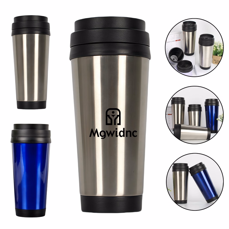 Stainless Steel Plastic Double Layer Water Cup Mug Tumbler with Leakproof Lid