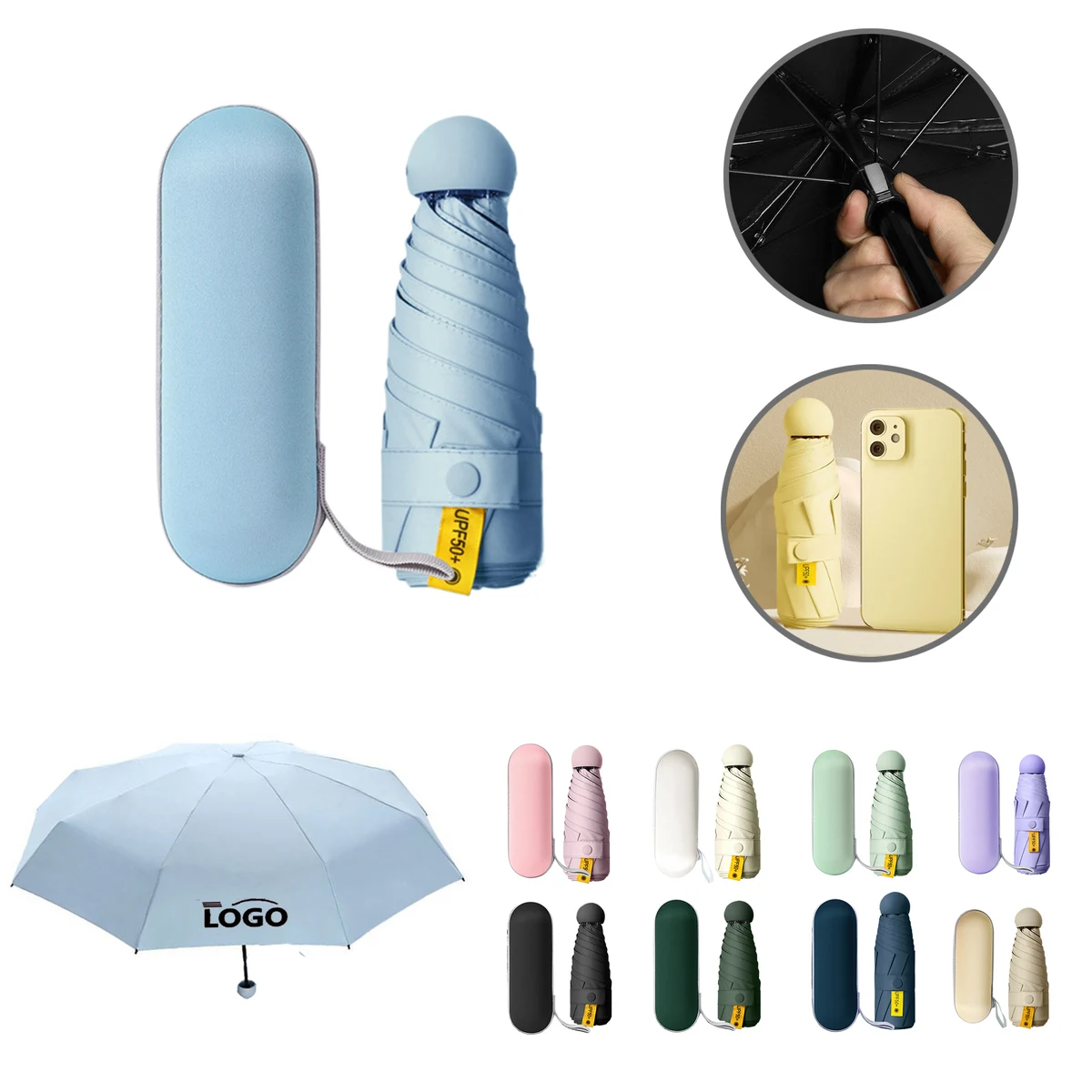 MOQ10 Compact Mini Capsule Umbrella For Sun And Rain 1