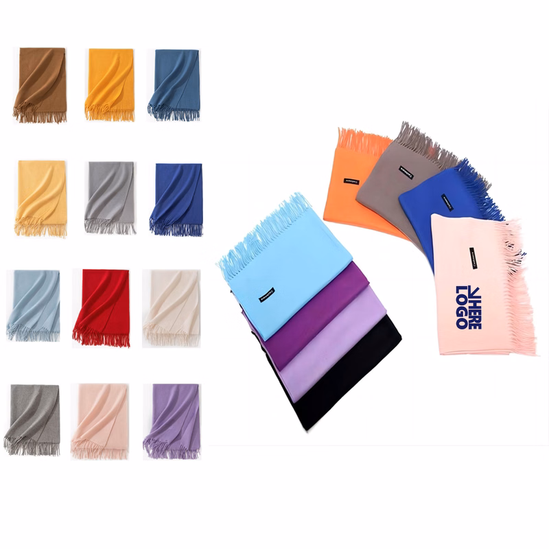 Versatile Oversize Cashmere Woven Scarf With Fringes