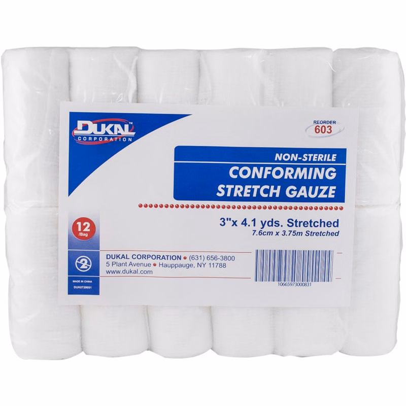 Conforming Stretch Gauze Roll - 12 Count 3" x 4.1 yds Non-Sterile