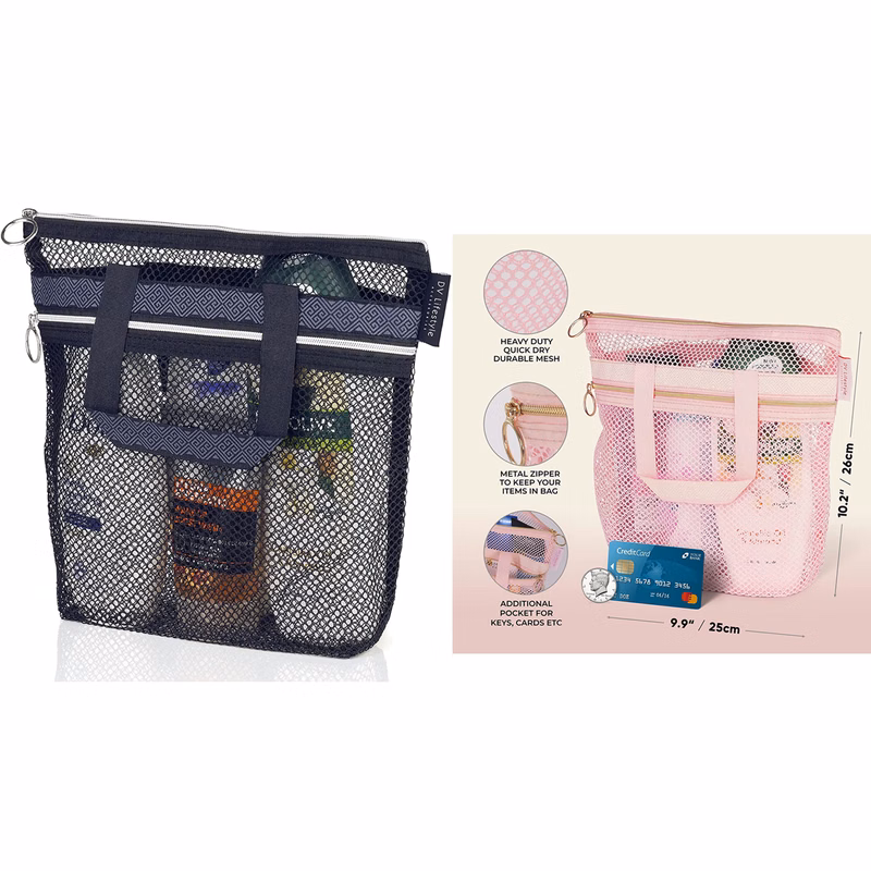 Mesh Shower Caddy 10.2 x 9.9 Inches Quick Dry Shower Bag