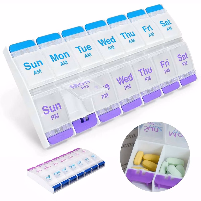 Push Button Pill Case Medicine Planner Vitamin Organizer